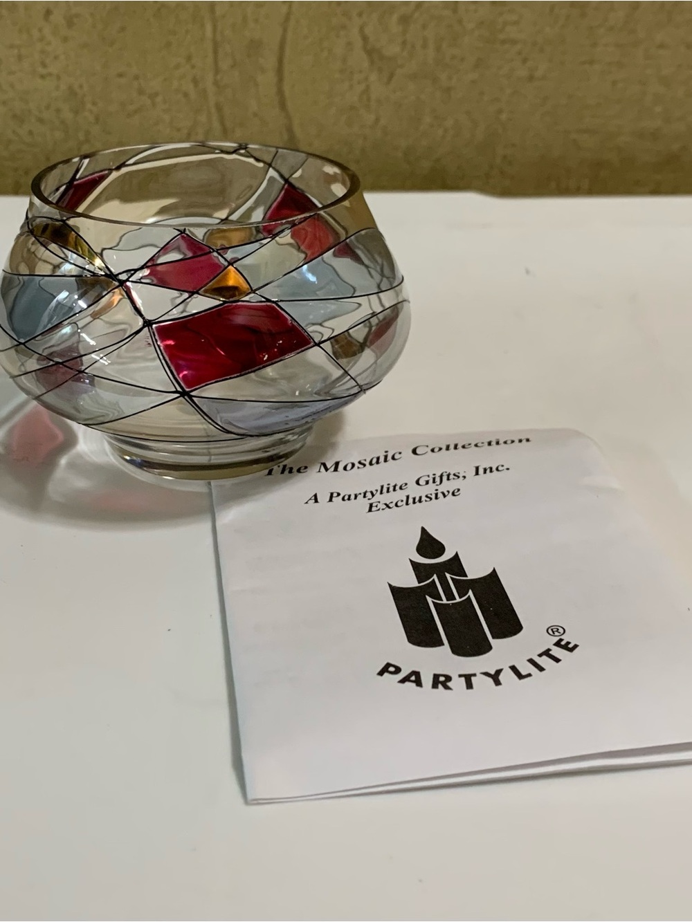 PARTYLITE Tiffany Tealight mosaic Candle Holder P0281 NEW in Box - Picture 2 of 9